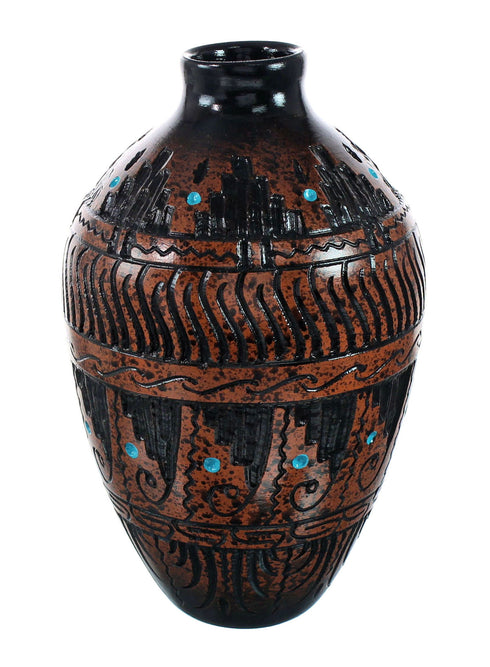 Navajo Indian Hand Crafted Pot By Artist Dewayne Eskeets SN20034